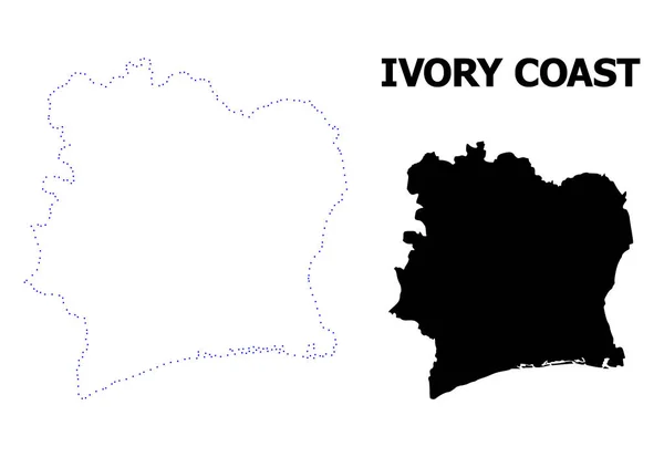 Vector Contour Mapa de Costa de Marfil con Nombre — Vector de stock