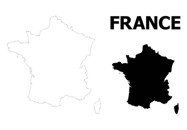 Vector Contour Dotted Map of France with Name — Stock Vector