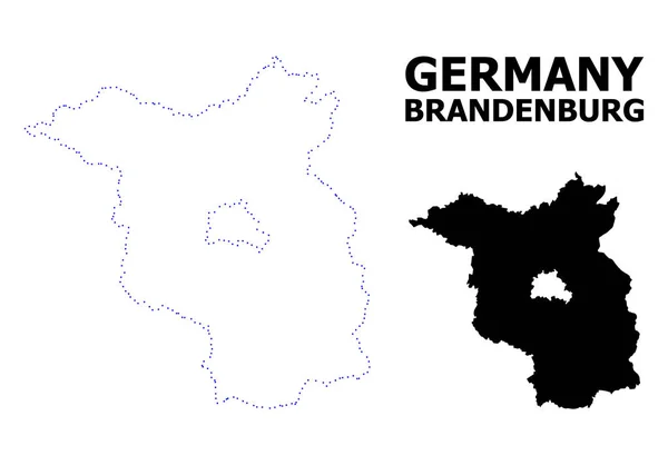 Vector contour gestippelde kaart van de staat Brandenburg met naam — Stockvector