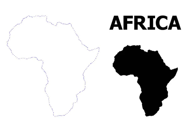 Mappa punteggiata contorno vettoriale dell'Africa con nome — Vettoriale Stock