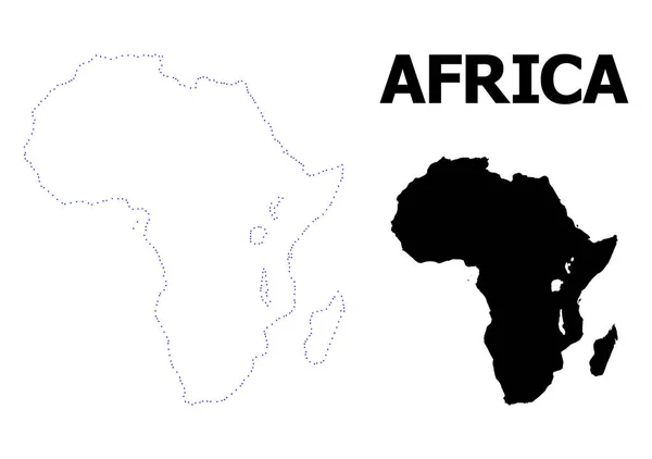 Vector Contour prickig karta över Afrika med bildtext — Stock vektor