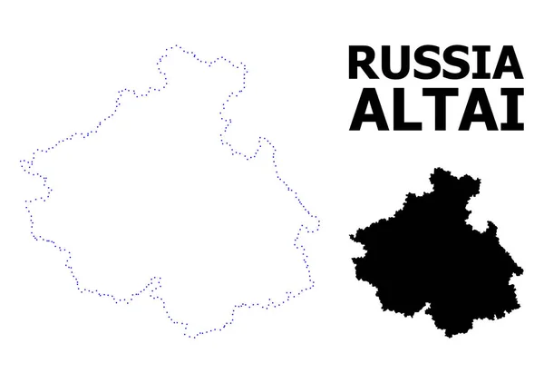 Vector Contour prickig karta över Altai Republic med bildtext — Stock vektor