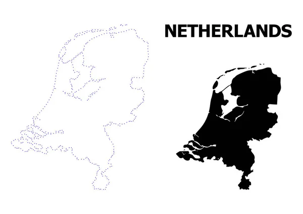 Vector Contour Mapa punteado de Países Bajos con leyenda — Archivo Imágenes Vectoriales