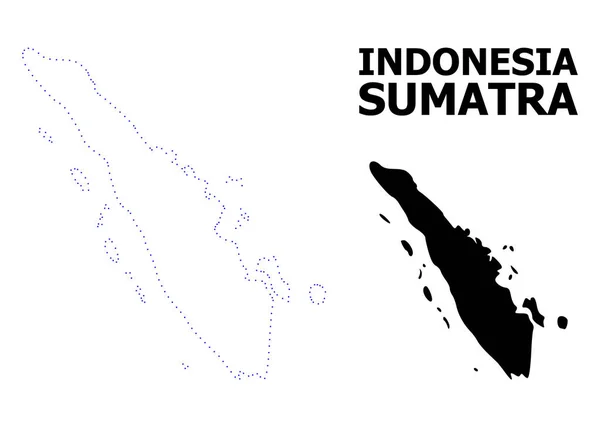 Vector Contour Dotted Map of Sumatra Island with Caption - Stok Vektor