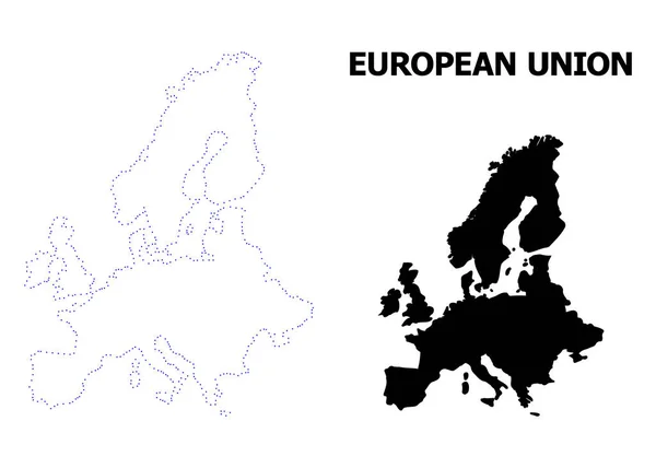 Vector Contour prickig karta över euro union med namn — Stock vektor