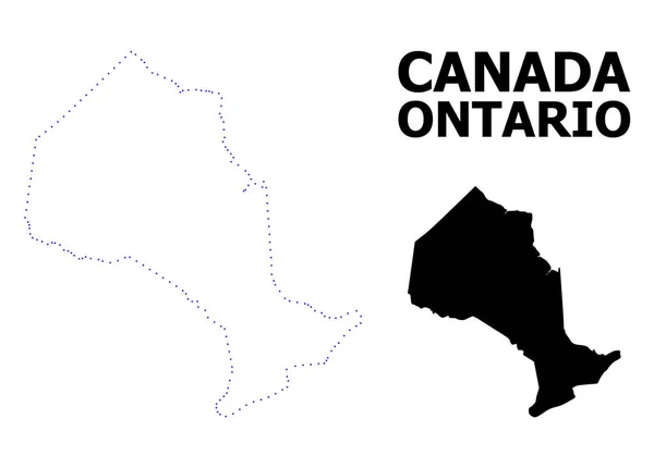 Mappa punteggiata contorno vettoriale della provincia di Ontario con didascalia — Vettoriale Stock