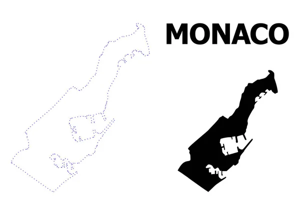 Vector Contour prickig karta över Monaco med bildtext — Stock vektor