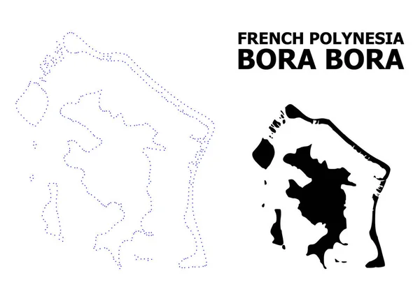 Mapa pontilhado do contorno do vetor de Bora-Bora com nome — Vetor de Stock