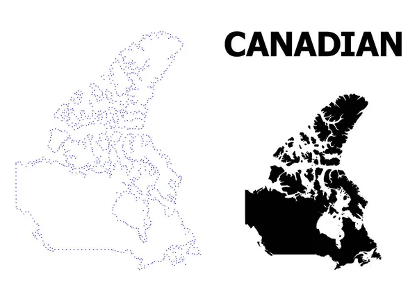 キャプション付きカナダのベクトル輪郭点線マップ — ストックベクタ