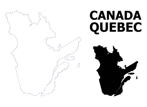 Vector Contour Dotted Map of Quebec Province with Caption — Stock Vector