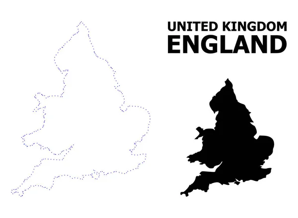 带标题的矢量轮廓英格兰点图 — 图库矢量图片