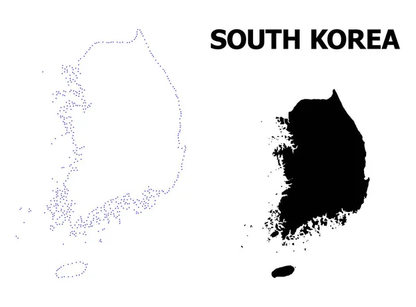 Carte à points de contour vectoriel de la Corée du Sud avec son nom — Image vectorielle
