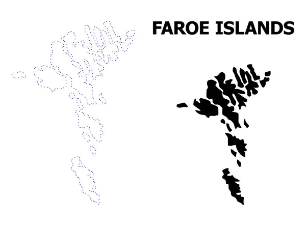 Vector Contour prickig karta över Färöarna med bildtext — Stock vektor