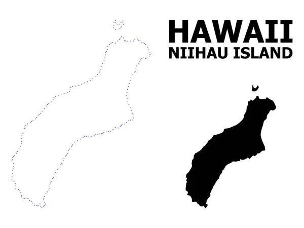 Vector Contour Mapa punteado de la isla de Niihau con nombre — Vector de stock