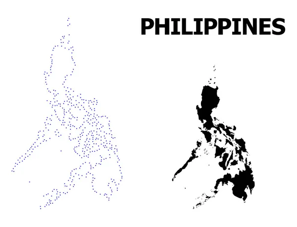 Vector Contour prickig karta över Filippinerna med namn — Stock vektor