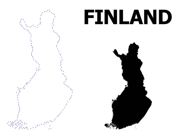 Carte à points de contour vectoriel de la Finlande avec légende — Image vectorielle