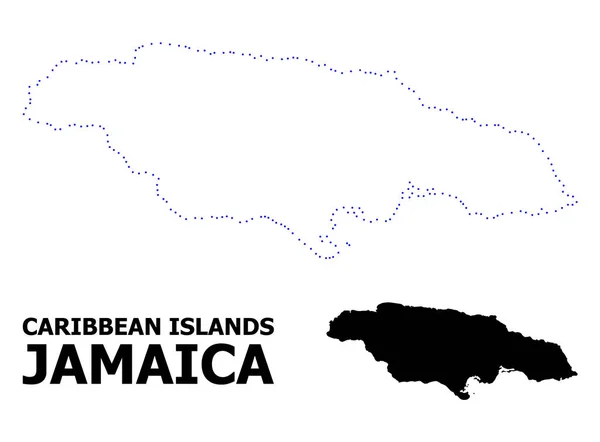 Vector Contour Dotted Map of Jamaica with Caption — Stock Vector