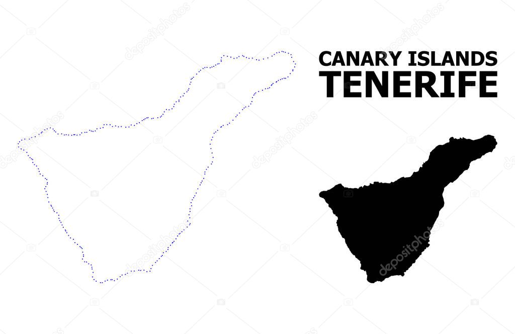 Vector Contour Dotted Map of Tenerife Island with Caption
