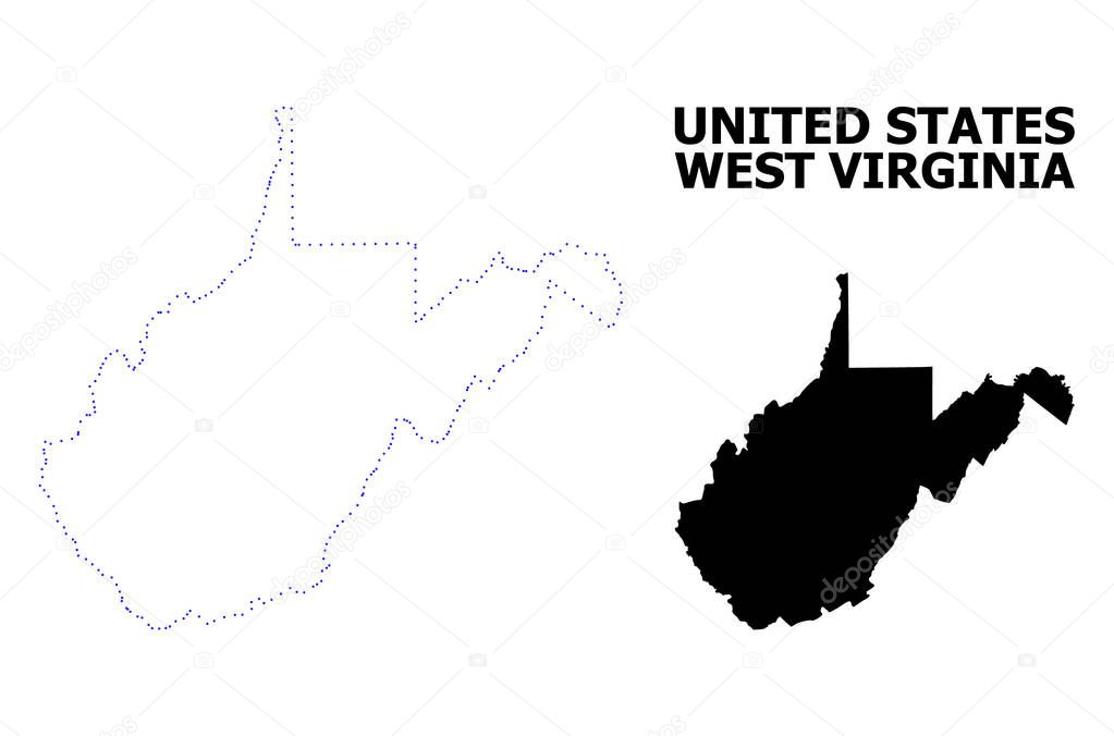 Vector Contour Dotted Map of West Virginia State with Name