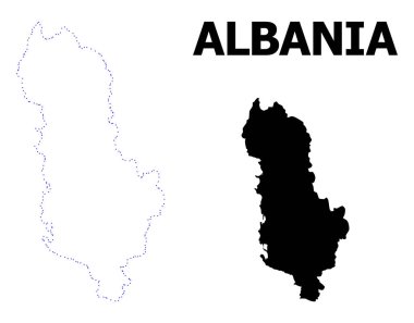 Vektör kontur Arnavutluk 'un resim yazısı ile noktalı harita