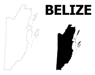 Vektör kontur Caption ile Belize noktalı harita