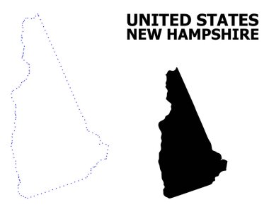 Vektör kontur yeni Hampshire devlet başlık ile noktalı harita