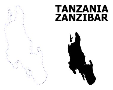 Vektör kontur, Zanzibar Adası adı ile noktalı harita
