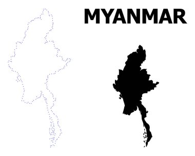 Vektör kontur başlık ile Myanmar noktalı harita