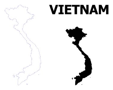 Vektör kontur Haritası Vietnam noktalı harita