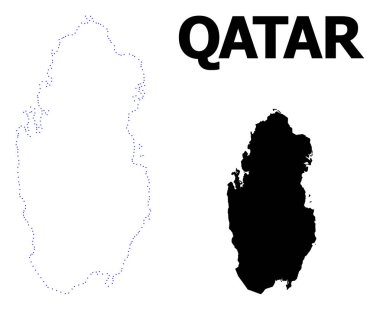 Vector Contour Dotted Map of Qatar with Name