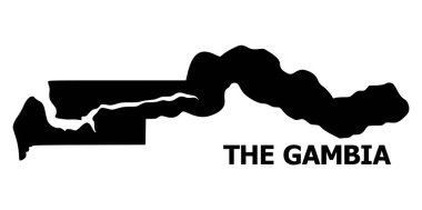 Vektör düz Haritası Gambia ile resim yazısı