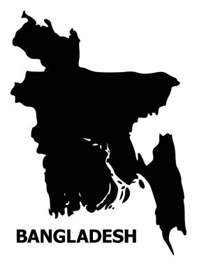 Vektör düz harita Bangladeş adı ile
