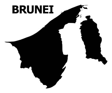 Vektör düz Haritası Brunei resim yazısı ile