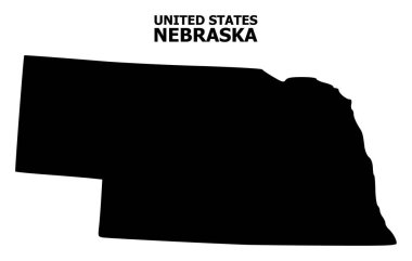 Vektör düz Haritası Nebraska devlet resim yazısı ile