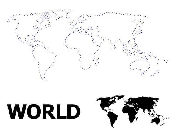 Vector Contour Mapa pontilhado do mundo com nome — Vetor de Stock