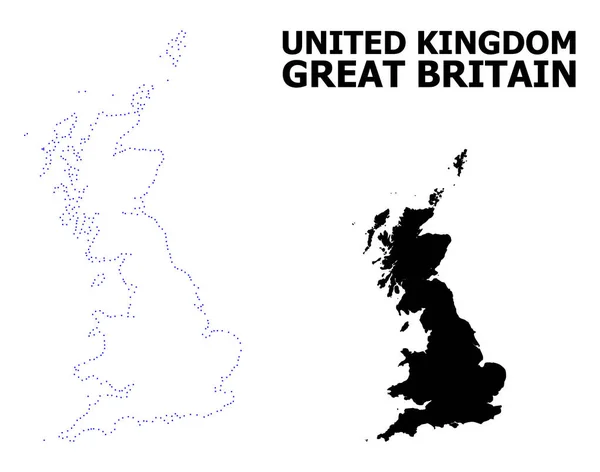 Mapa s tečkovanou čárou v obrysu Velké Británie s titulkem — Stockový vektor