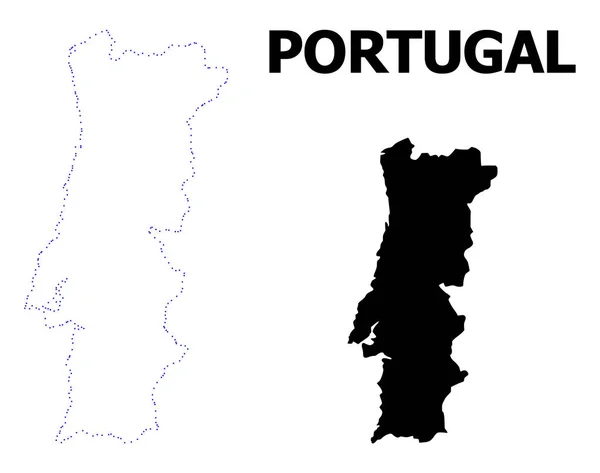 Vector Contour Dotted Map of Portugal with Caption — Stock Vector