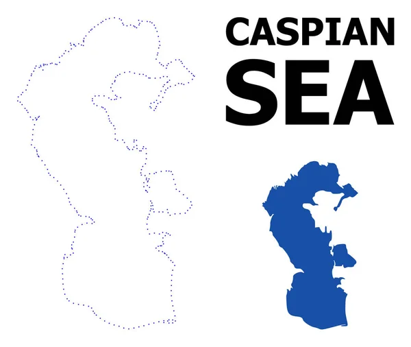 Mappa punteggiata contorno vettoriale del Mar Caspio con nome — Vettoriale Stock