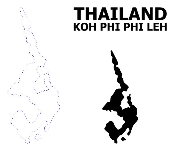 Vector Contour Dotted Map of Koh Phi Leh with Name — Stock Vector