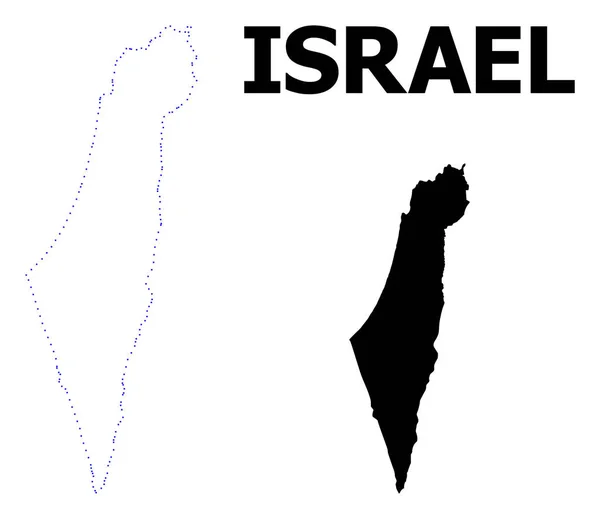 Vector contour gestippelde kaart van Israël met naam — Stockvector