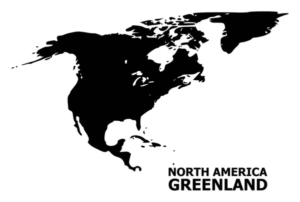 Vector platte kaart van Noord-Amerika en Groenland met bijschrift — Stockvector