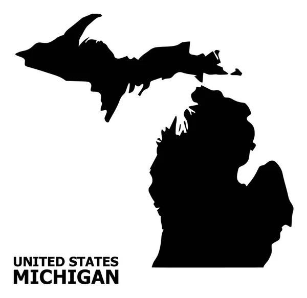Mappa piatta vettoriale dello stato del Michigan con didascalia — Vettoriale Stock