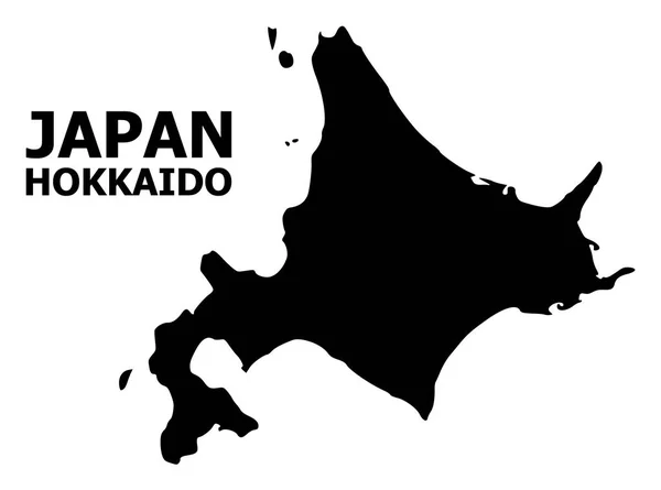 Vector plano mapa de la isla de Hokkaido con nombre — Archivo Imágenes Vectoriales