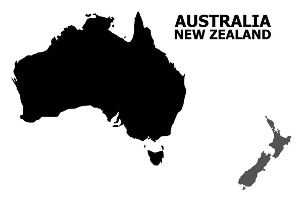 キャプション付きオーストラリアとニュージーランドのベクトルフラットマップ — ストックベクタ