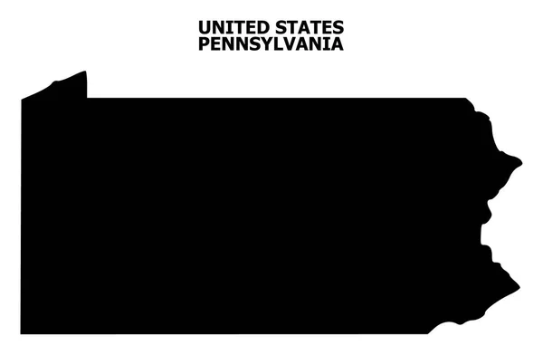 Mappa piatta vettoriale dello stato della Pennsylvania con didascalia — Vettoriale Stock