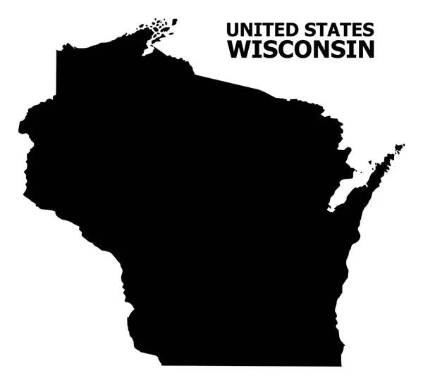 Mappa piatta vettoriale dello stato del Wisconsin con didascalia — Vettoriale Stock