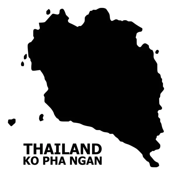 带标题的 Ko Pha Ngan 矢量平面地图 — 图库矢量图片