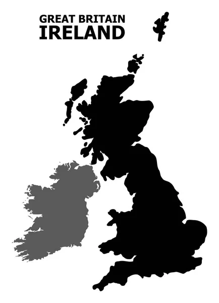 Vektorová plochá mapa Velké Británie a Irska s titulkem — Stockový vektor