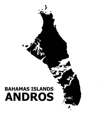 Bahamalar Vektör Düz Haritası - Andros Adası Adı ile