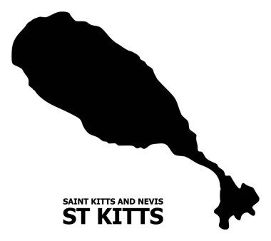 Adı ile St Kitts Adası Vektör Düz Haritası
